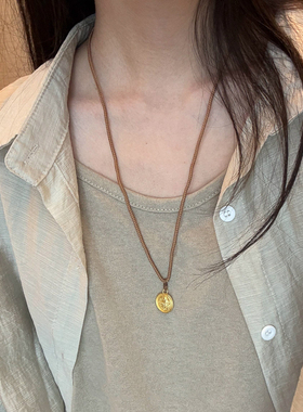 新中式黄财神编绳项链