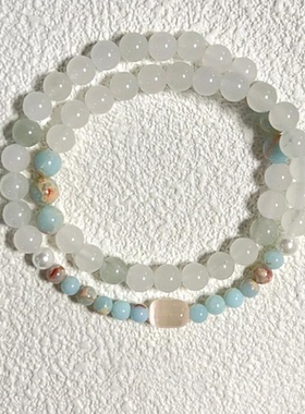 天山翠寿山石串珠手链女款