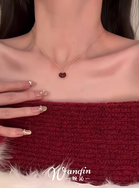 新中式红色柿子项链女轻奢高级感