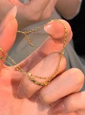 金色仿碎金子双层叠戴手链女款