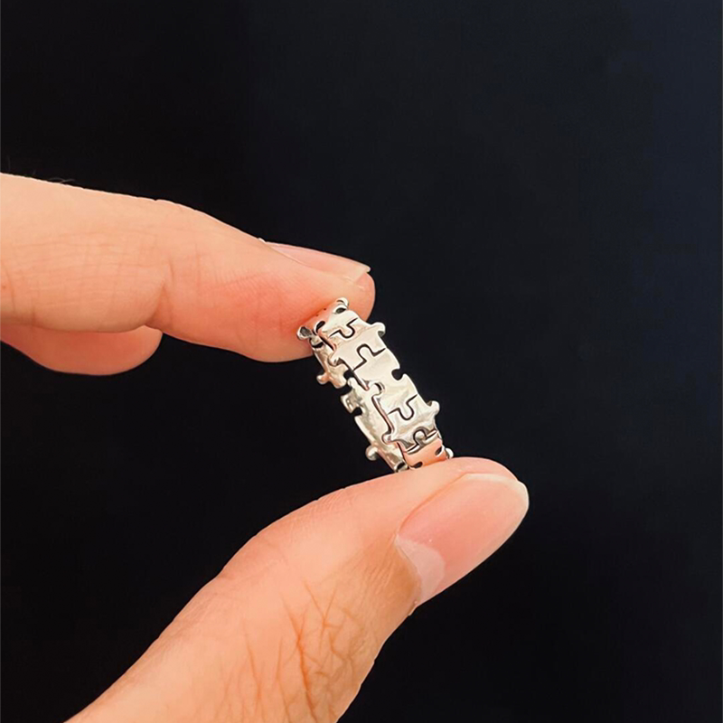 Silver fragment puzzle ring for women with high-end sense
