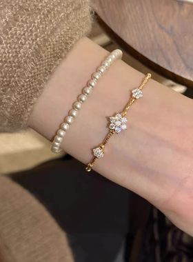 S925纯银花花手镯纯银手链女款