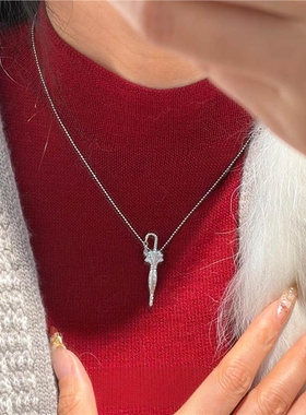 银色立体雨伞项链女配饰精致颈链