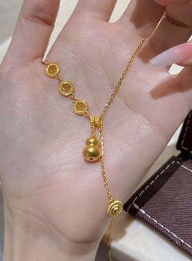 金色福牌葫芦项链女气质时尚