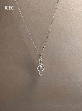 银色音符项链女配饰精致颈链