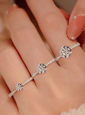 锆石莫桑石开口戒指女小众食指戒