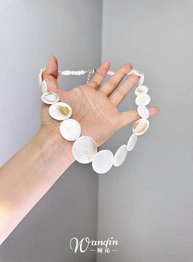 白色圆片仿贝壳项链女2026新款