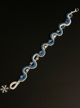 蓝白撞色星星雪花手链女款