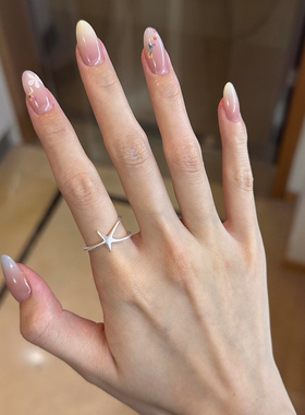 哑光素圈海星戒指女精致百搭通勤