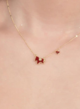 本命年红色滴釉小马项链2026马年