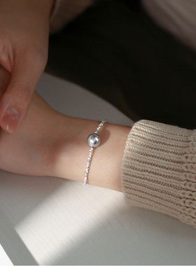S925纯银碎银子珍珠手链春夏