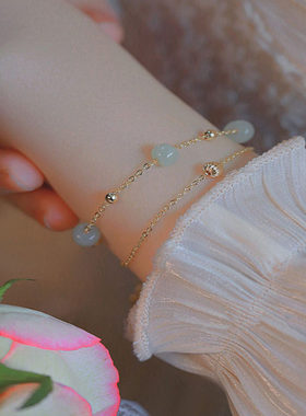 和田玉双层手链转运珠手串手饰女