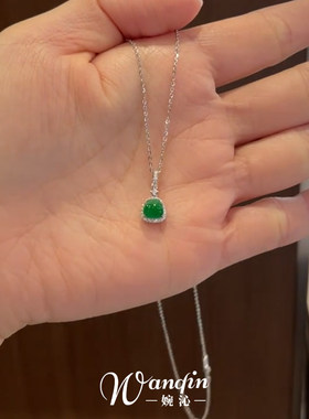 祖母绿钱袋子项链女配饰精致颈链