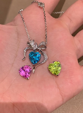 彩色爱心蝴蝶结项链女配饰精致