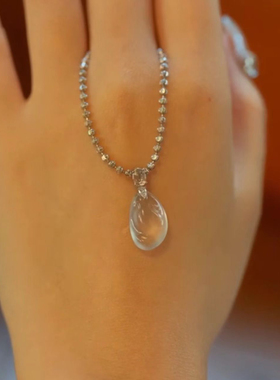 冰透水滴吊坠项链女2026新款