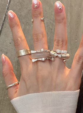 蝴蝶结镂空爱心戒指女2026新爆款