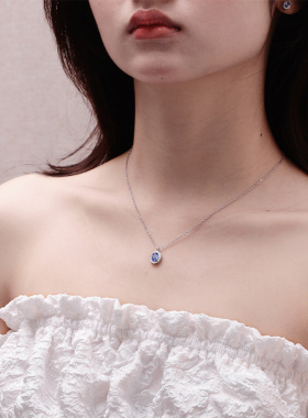 蓝调仿莫桑石项链女2025新款