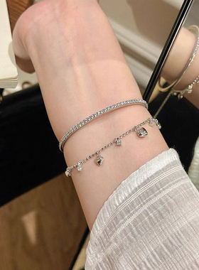 925纯银爱心流苏手链闺蜜手饰