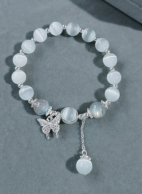 925银月光石手链蝴蝶猫眼石手串