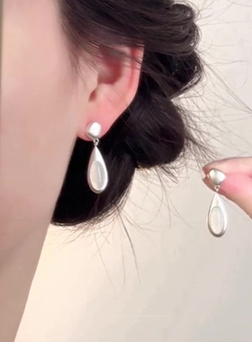 清冷感哑光水滴耳钉女轻奢小众