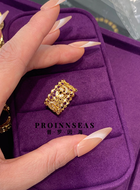 镂空镶嵌锆石纯银戒指小众高级感开口可调节指环女时尚饰品