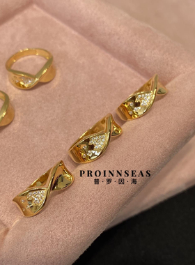 纽结闪钻戒指女款轻奢小众设计感高级食指戒送女友闺蜜生日礼物