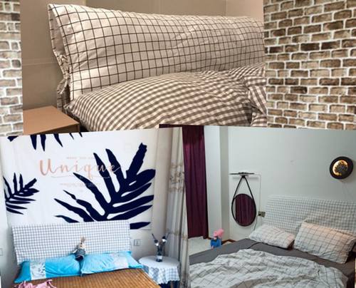 直销ins风黑白格子纯棉全棉床头罩套孤北欧冷淡风日系风格套 - 图1