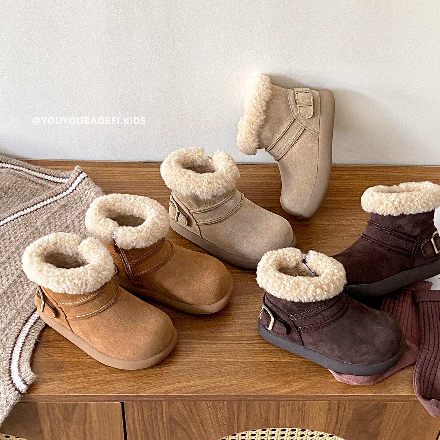 女童棉靴2025冬季新款儿童靴子加绒保暖真皮短靴羊羔毛男童二棉鞋,淘宝优惠券,粉丝福利购,淘宝优惠卷