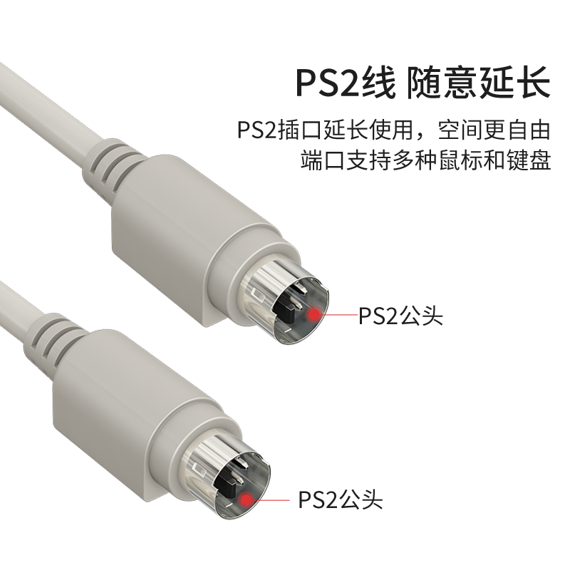 PS2公对公延长线 圆口键盘鼠标连接线 6芯加长线1.4米2.5米双公头 - 图2