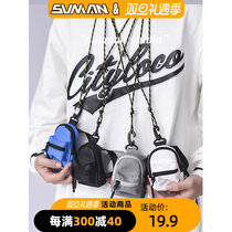 Mini Hanging Neck Bag Zero Money Card Bag headsets Personality Small Satchel Bag Key Skew Satchel Bag for Mens Damp Bag