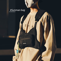 Functional Wind Vest Bag Tactical Tooling Waistcoat Tide Cool Dark Black Street Dance Bag Chest Bag Boys Riding Mobile Phone Chest Front Bag
