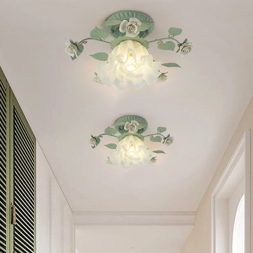 美苑法式田园走廊过道灯铃兰花草吸顶灯美式入户玄关阳台民宿灯具 - 图1