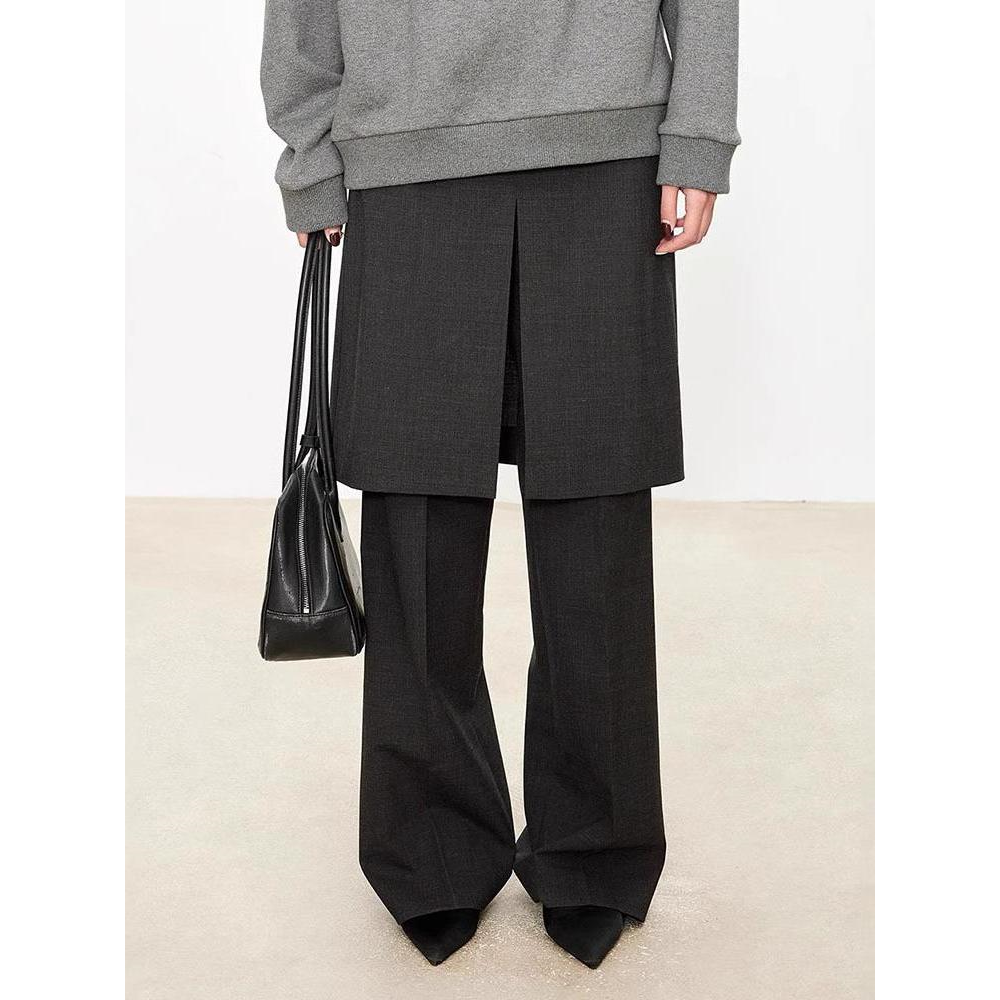 【现货】About Reformation极简风假两件开叉微喇裙裤女阔腿裤子,淘宝优惠券,粉丝福利购,淘宝优惠卷