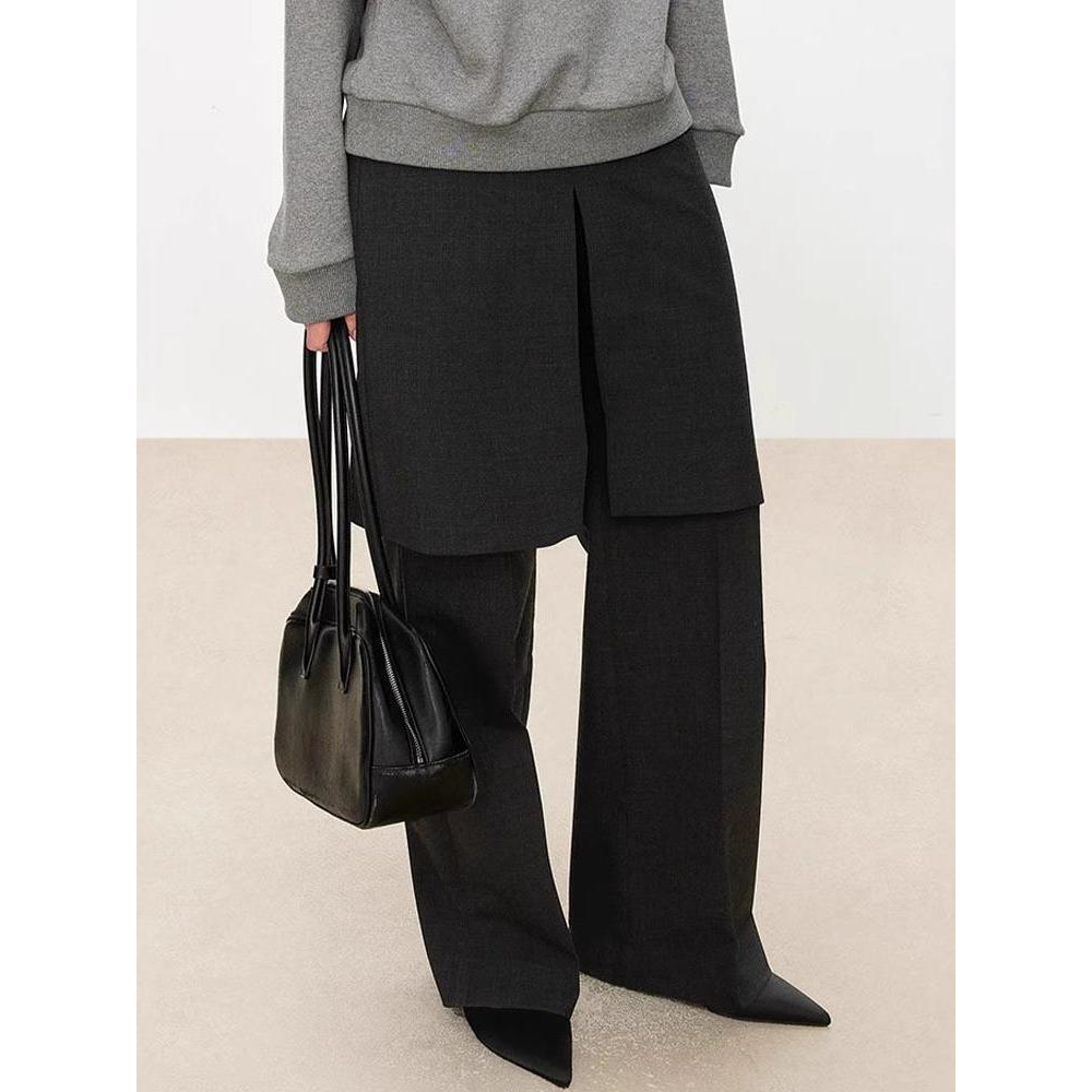 【现货】About Reformation极简风假两件开叉微喇裙裤女阔腿裤子,淘宝优惠券,粉丝福利购,淘宝优惠卷