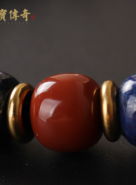 原创设计青金石老型桶珠手串 单圈佩戴青金石手链饰品 男女文艺范