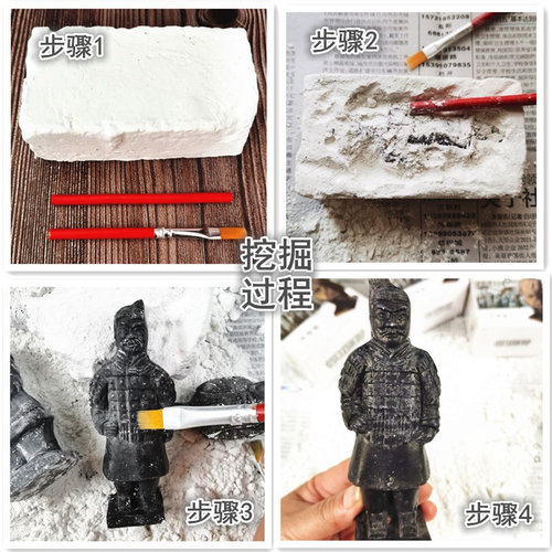 兵马俑考古挖掘玩具秦始皇兵马俑盲盒纪念品儿童手工考古挖掘玩具 - 图2
