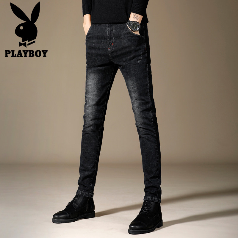 花花公子夏季休闲黑色男士牛仔裤 百耀鞋类牛仔裤