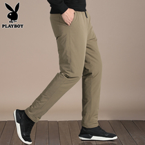 Flower Playboy down pants mens 2021 new thickened warm Korean version trendy loose casual long pants male pants