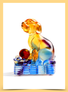 琉璃狗摆件金狗饰品守财狗