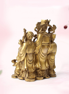 玄众阁 风水寿星公佛像祝寿摆件 福禄寿三星铜像生日礼物