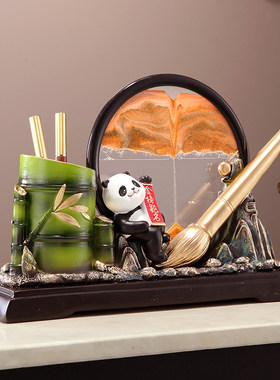 树脂装饰新中式书桌节节高升笔筒