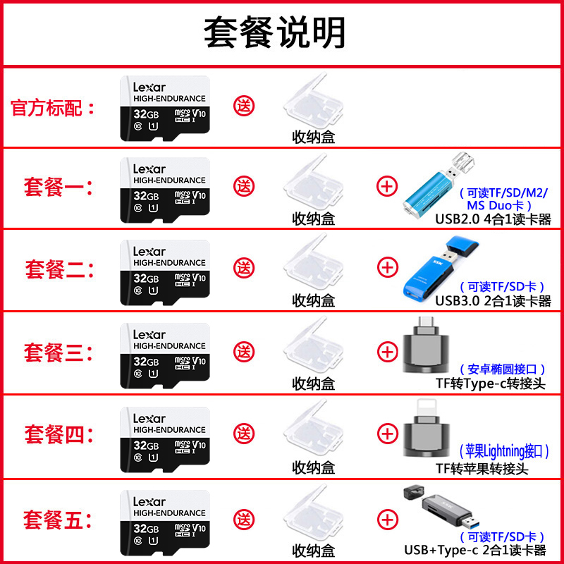 Lexar雷克沙32G内存卡行车记录仪监控适用Gopro相机小米通用摄像 - 图1