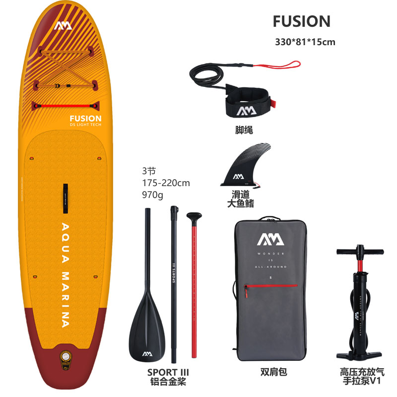 新款AquaMarina乐划Fusion熔岩号sup桨板冲浪板滑水板初学充气板-图0