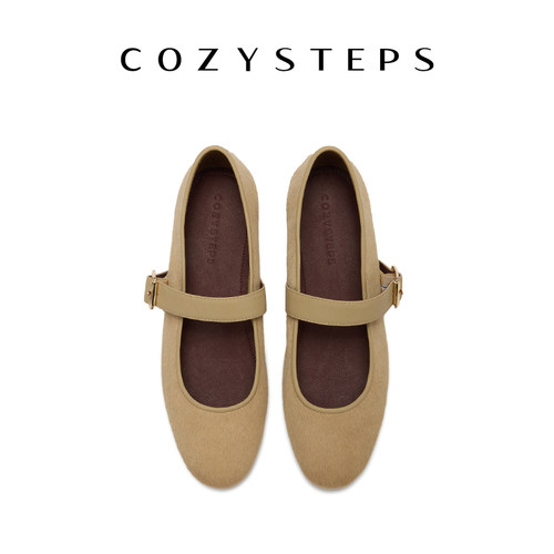 COZY STEPS可至女士26春季新款浅口复古圆头牛皮芭蕾玛丽珍单鞋女 - 图3
