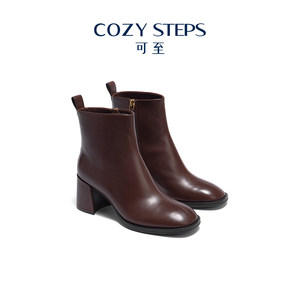 COZY STEPS可至秋季商务正装女鞋时尚优雅方头高跟女款短靴7144