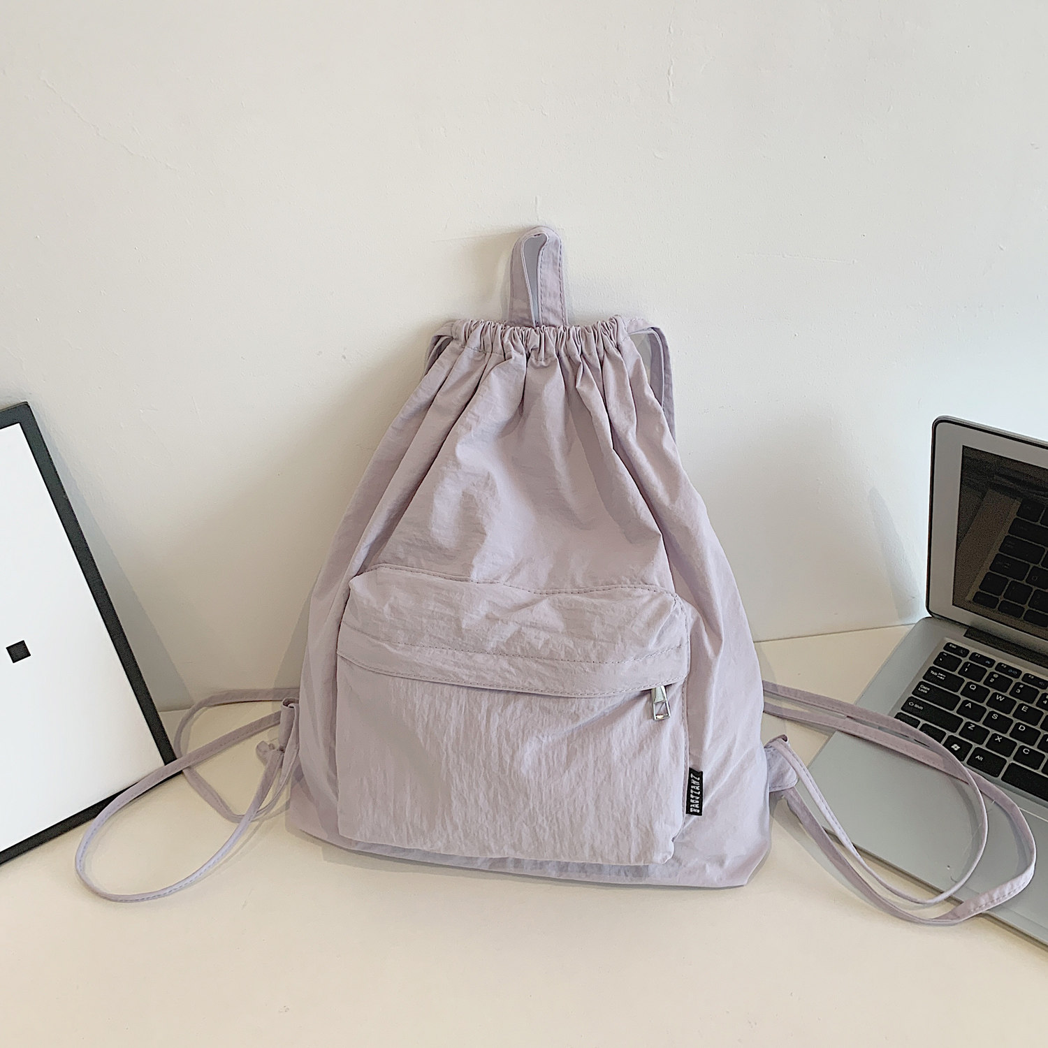 大容量轻便尼龙布抽绳束口双肩背包包女旅行运动健身包简约通勤包,淘宝优惠券,粉丝福利购,淘宝优惠卷