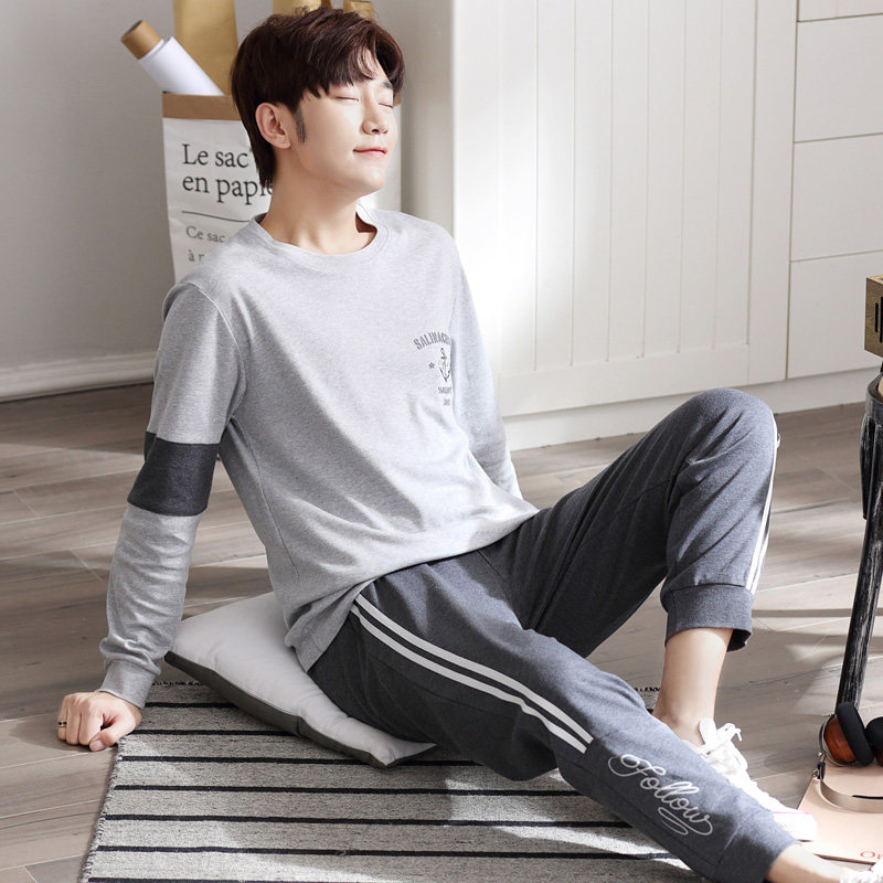 长袖青年春秋季家居服男士纯棉睡衣 瑷雅轩睡衣/家居服套装