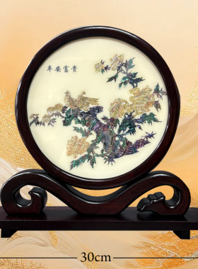 扬州非遗漆器螺甸镶嵌台屏工艺漆器家装饰品摆件婚庆商务精致礼品