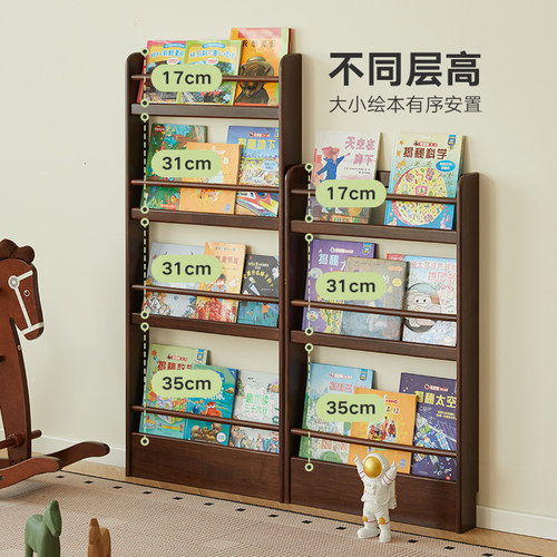 实木儿童书架落地置物架靠墙绘本架现代简约杂志架10cm门后薄柜 - 图2