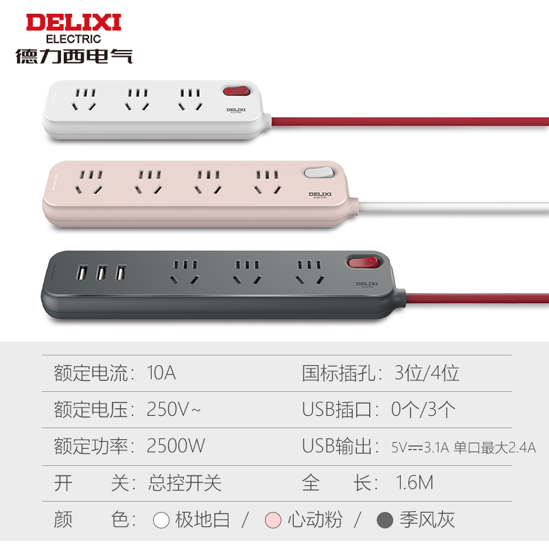 德力西插排插座电源多孔多功能家用转换器带线排插拖接线板usb-图2